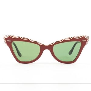 Original 1950's Zanzibar Raybans Stylish Brown and White Cat-Eye Sunglasses